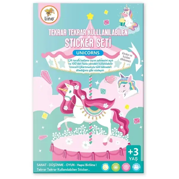Lino Tekrar Tekrar Kullanılabilen Stıcker Seti Unıcorns