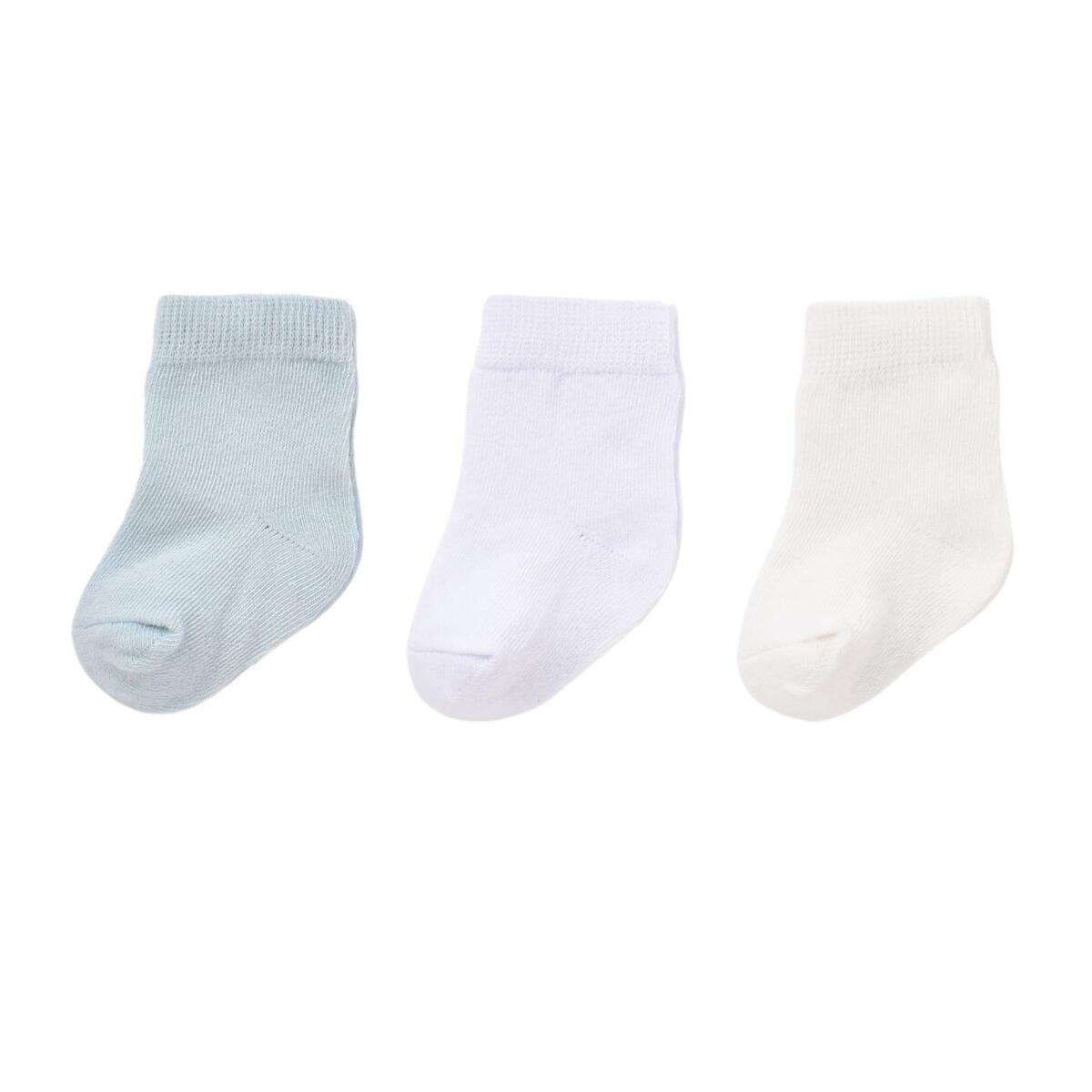 Bibaby Organik Çorap Soket 3lü Basic Mavi - Beyaz