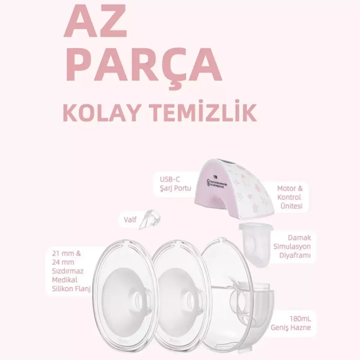 Bebebao P8 Pro 180 ML Yeni Nesil İç Motorlu Giyilebilir Elektrikli Göğüs Pompası Süt Pompası