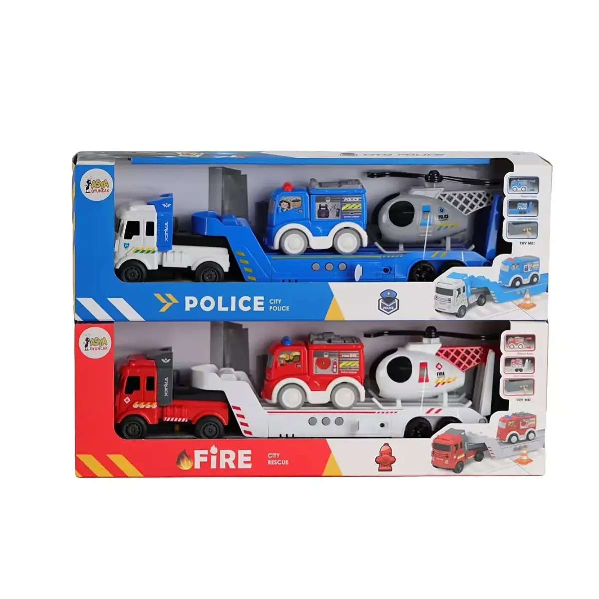 Polis Ve İtfaiye Aracı Taşıyan Tır