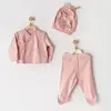 Andy Wawa Zıbın Takımı 3lü Organik Cotton Floral Pembe
