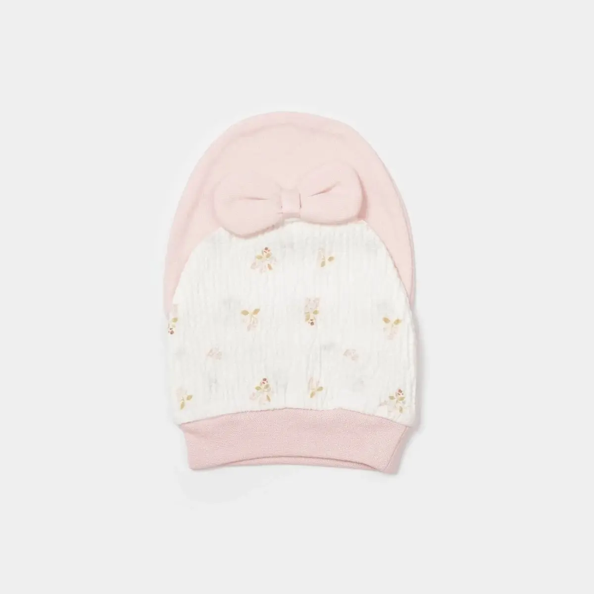 Bibaby Organik Şapka 2li The Flowers Ekru - Pembe