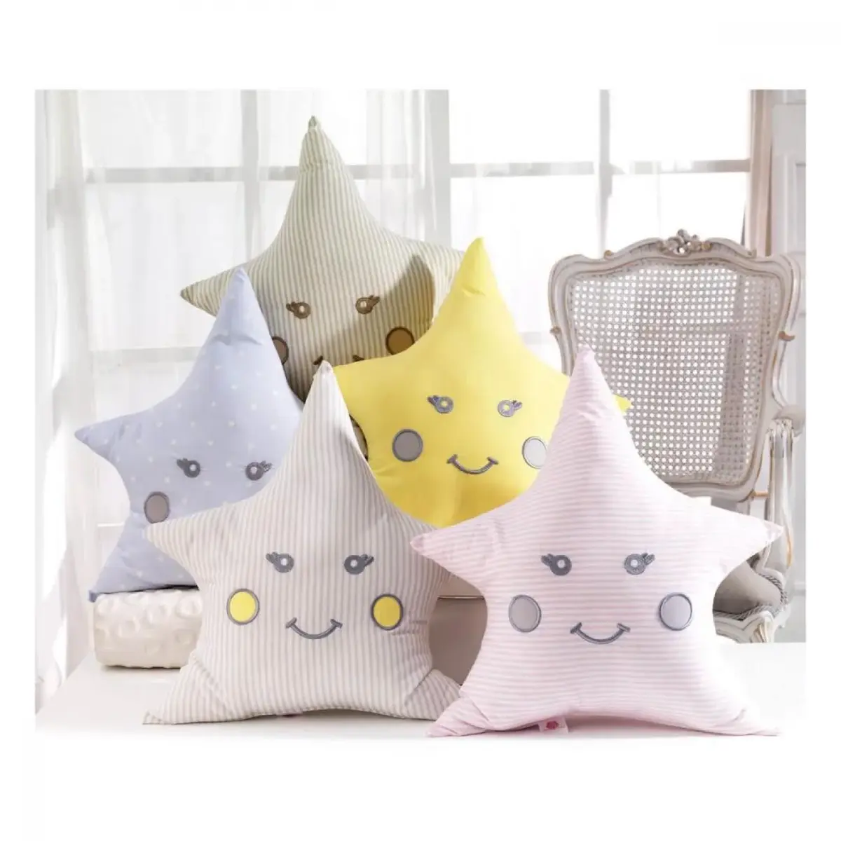 Momishop Bebek Dekoratif Yastık Yıldız Gri