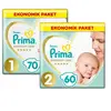 Prima Premium Care Bebek Bezi 1 Beden Yenidoğan 70li Ekonomik Paket+ 2 beden 60lı lı set 