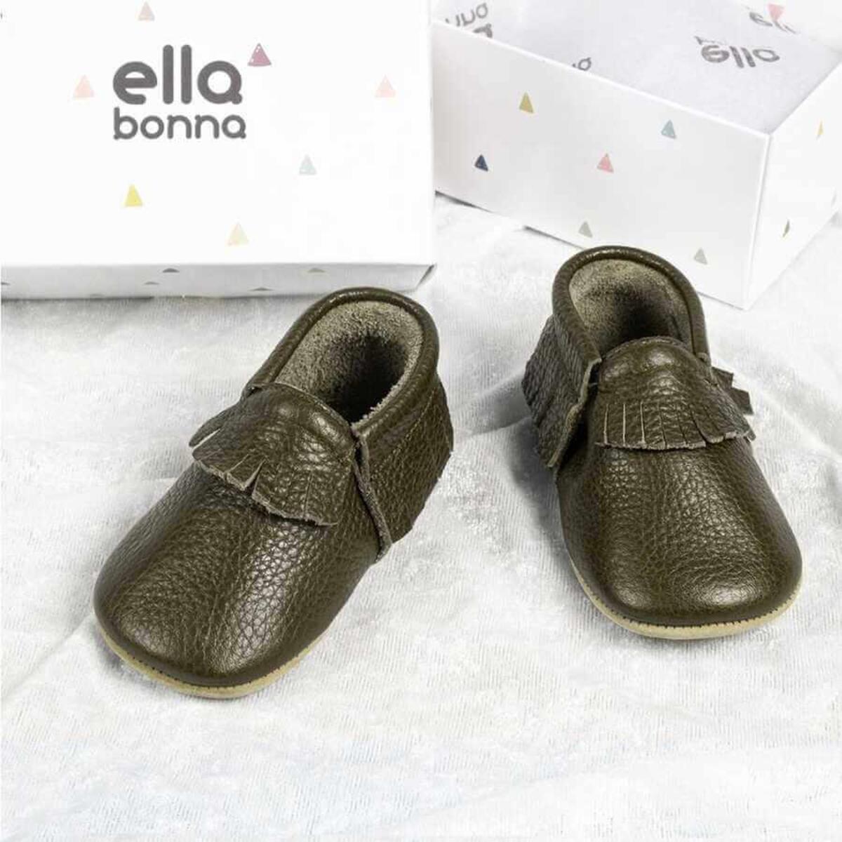 Ella Bonna Bebek Ayakkabısı Hakiki Deri Haki