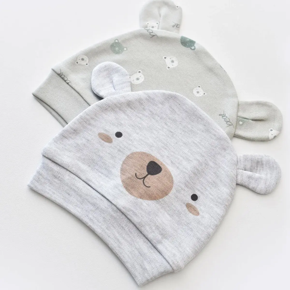 Bibaby Organik Şapka 2li Hug Me Bear Kar Melanj