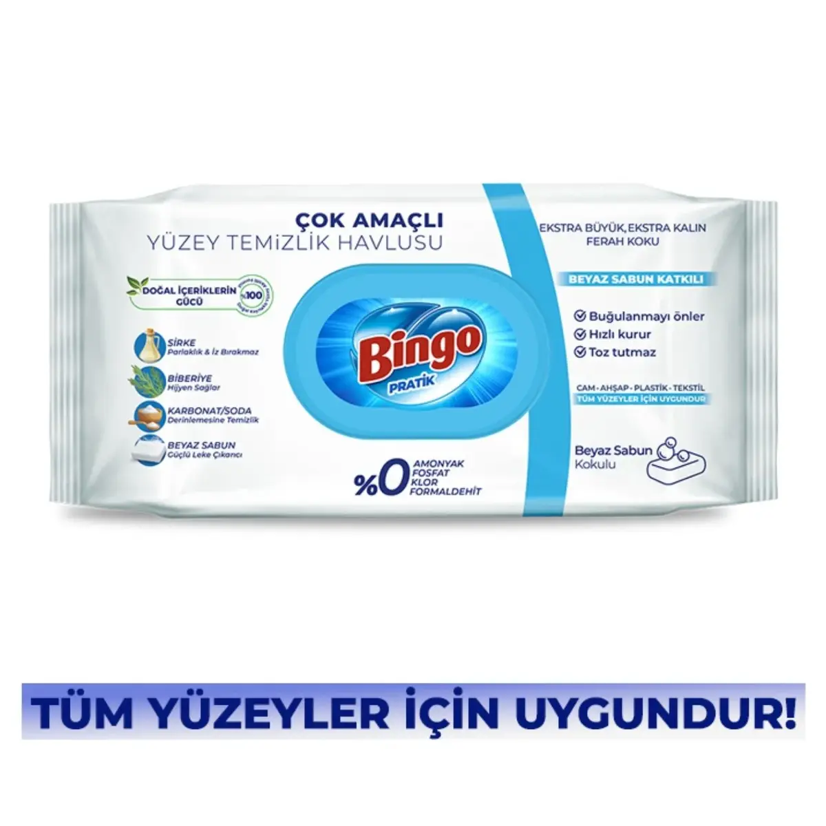 Bingo Yüzey Temizlik Havlusu Beyaz Sabun 96lı x3