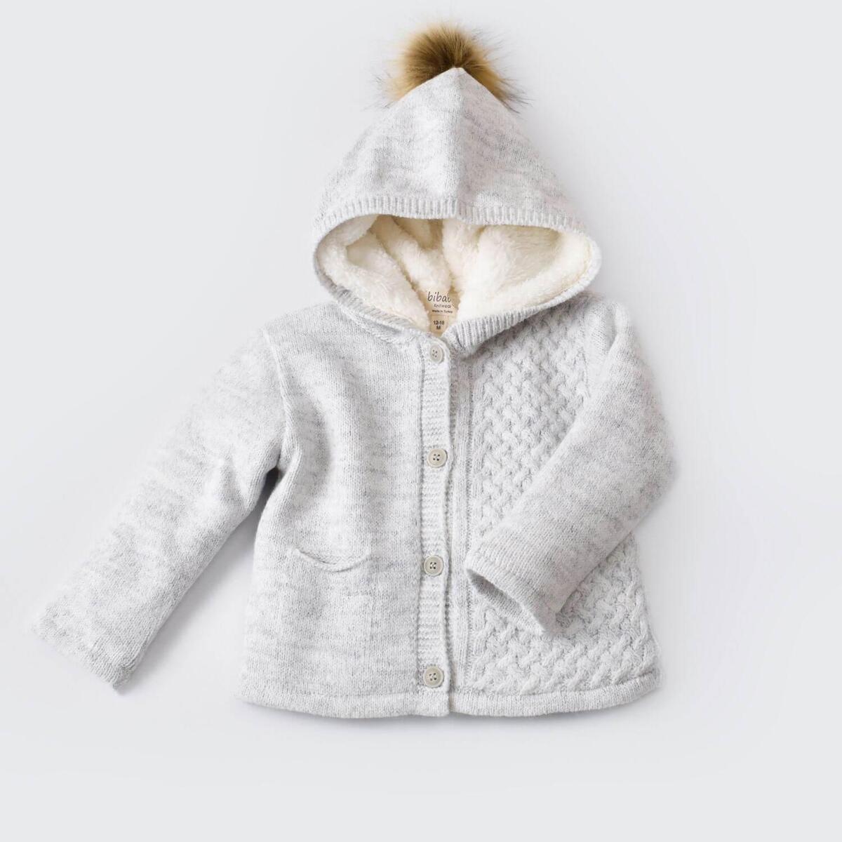 Bibaby Hırka Cepli Welsoft Triko Gri