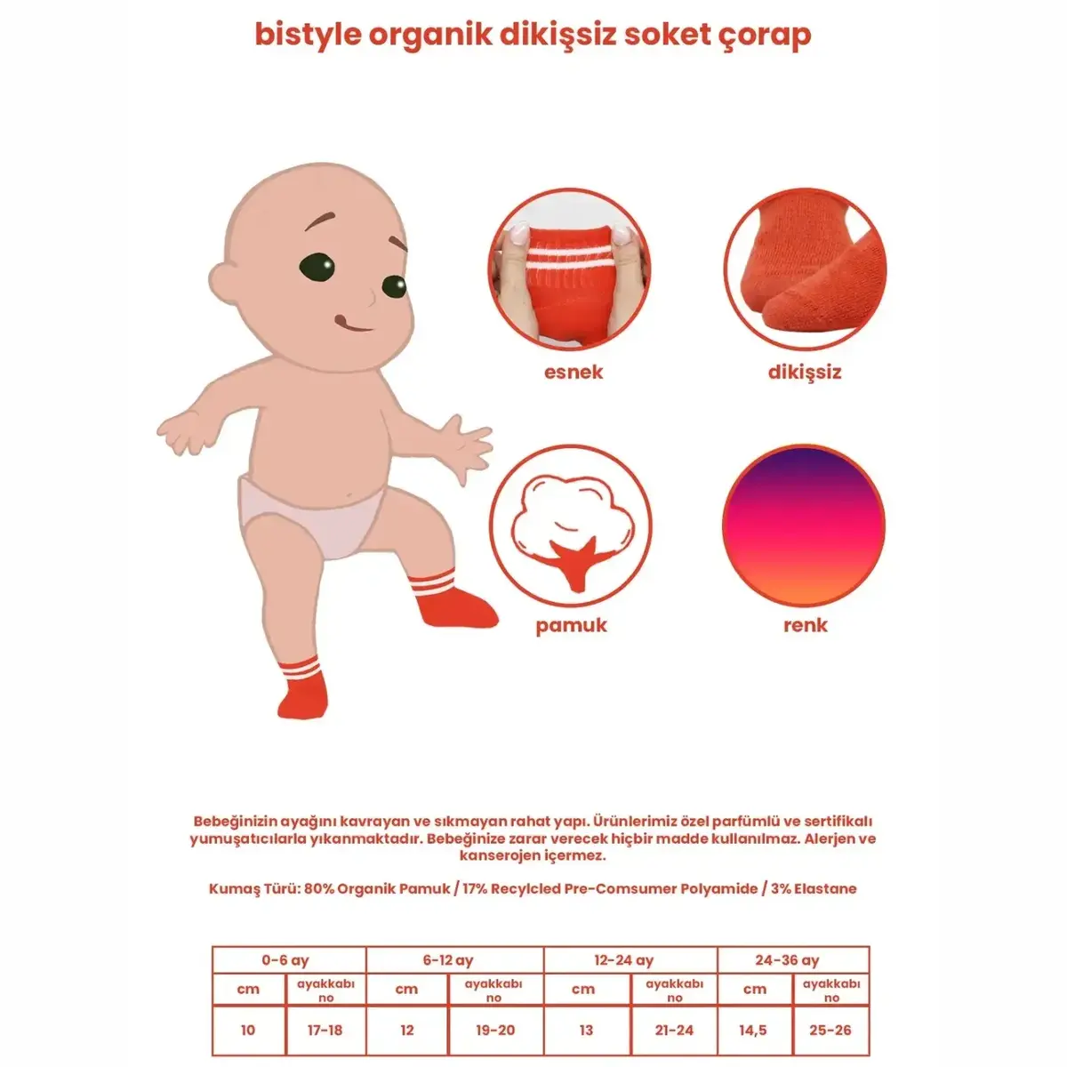 Bibaby Çorap Soket Bistyle 6lı Penye Çemberli Siyah - Beyaz