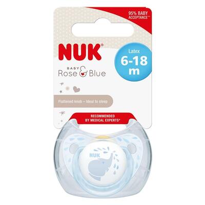 Nuk Baby Blue Kauçuk Kutulu Emzik 6+ Ay