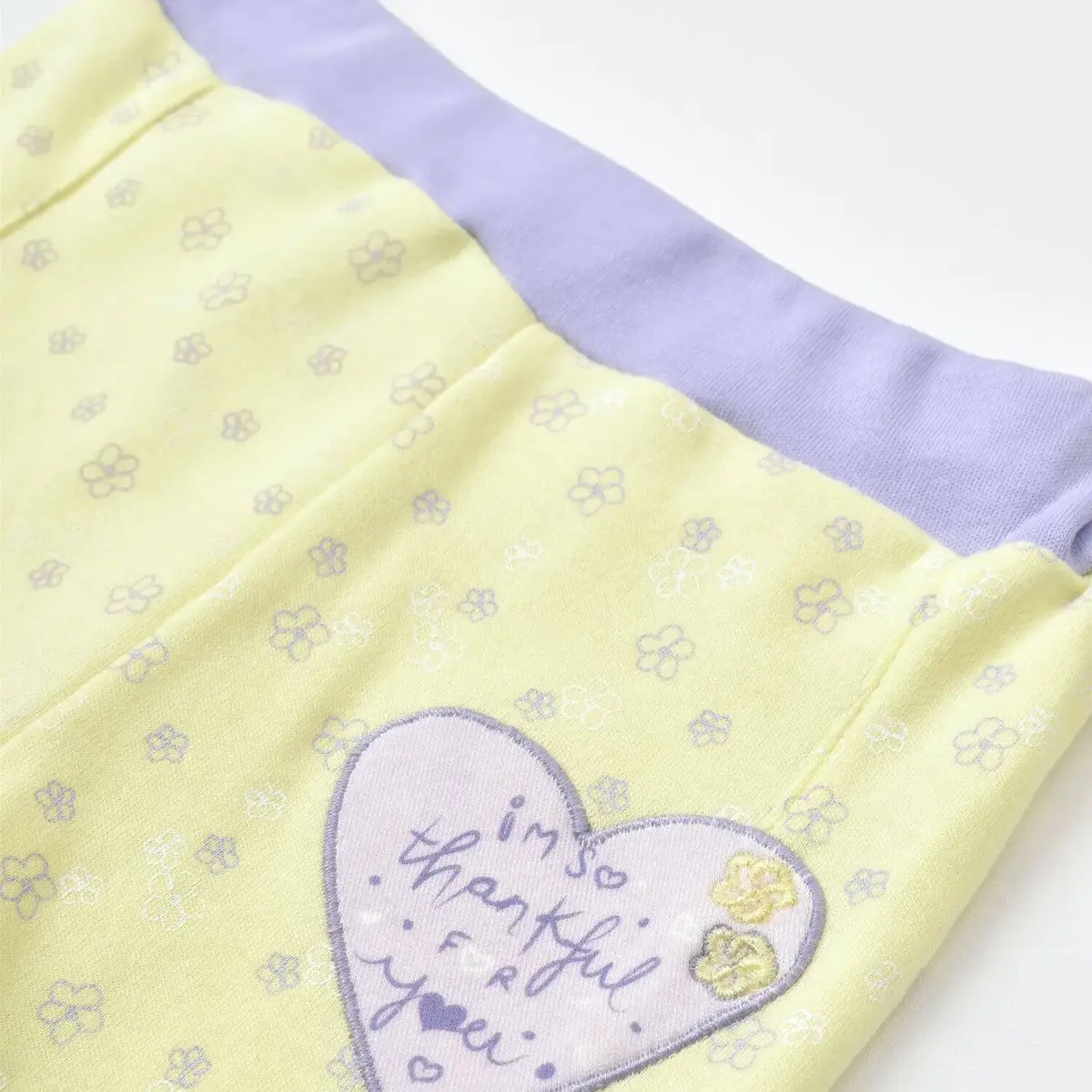Bibaby Organik Pantolon Patiksiz Love You Baby Yellow Lavander