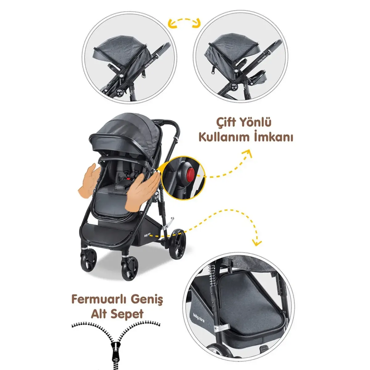 Baby Care Colarado Cross Travel Sistem Bebek Arabası Siyah
