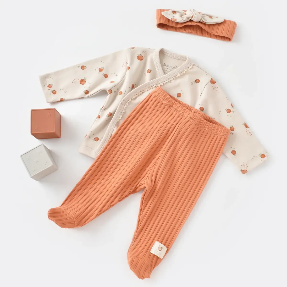 Bibaby Organik Zıbın Takımı 3lü Summer Fruit Light Cream Caramel