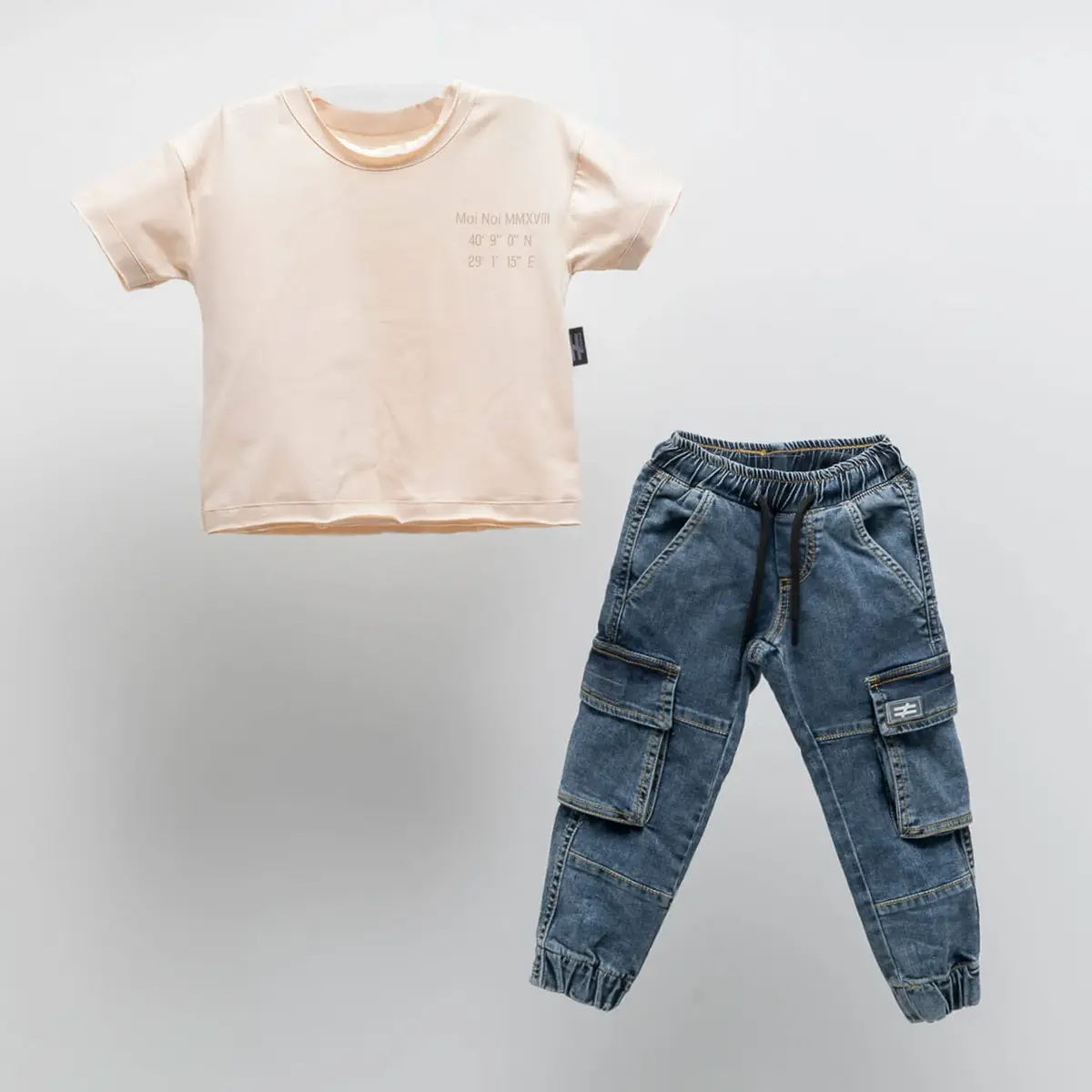 Moi Noi 2li Takım Pantolon Kot Bej Moi Noi 2li Takım Pantolon Kot Bej