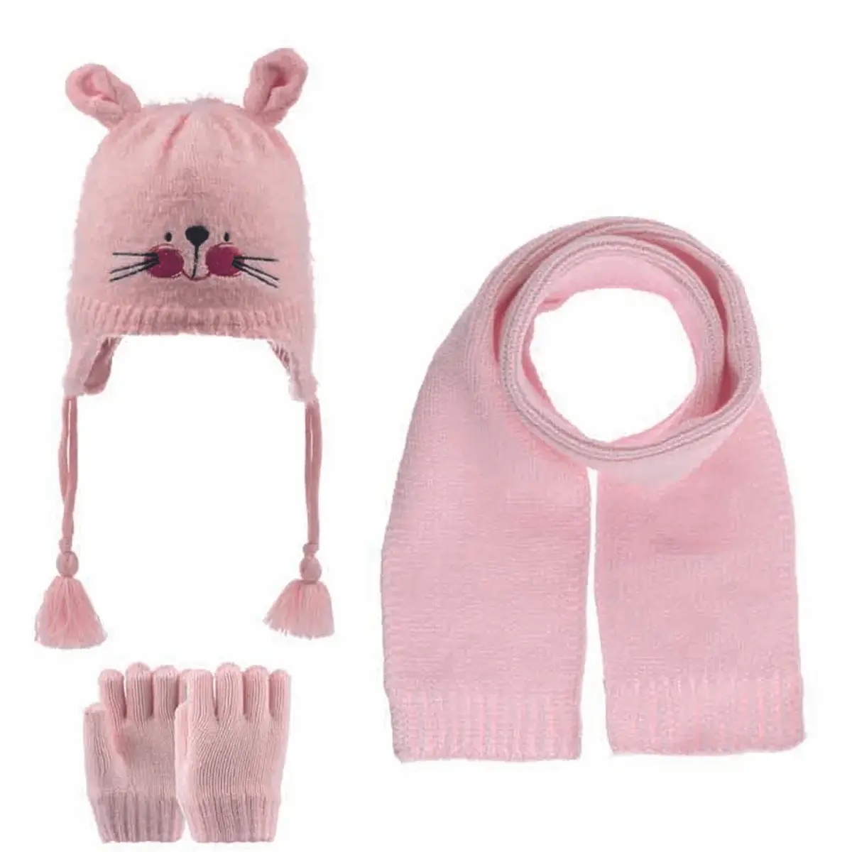 Kitti Atkı Bere Eldiven Takım Gül Pembe