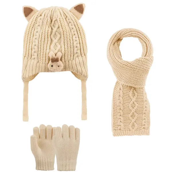 Kitti Eldiven Atkı Bere Takım 1-4 Yaş Krem Asortili