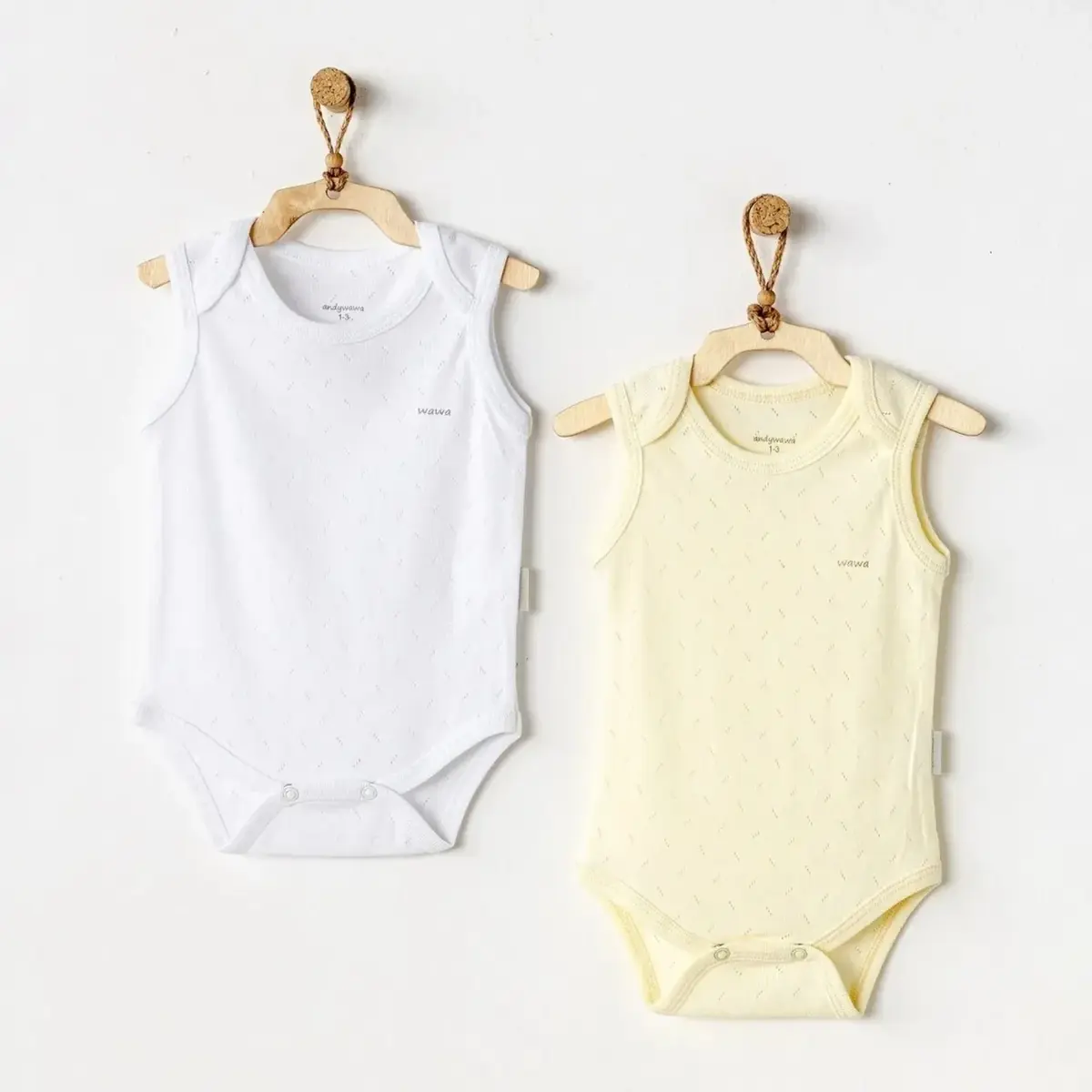 Andy Wawa Atlet Body 2li Jacquard Basic Sarı - Beyaz Andy Wawa Atlet Body 2li Jacquard Basic Sarı - Beyaz