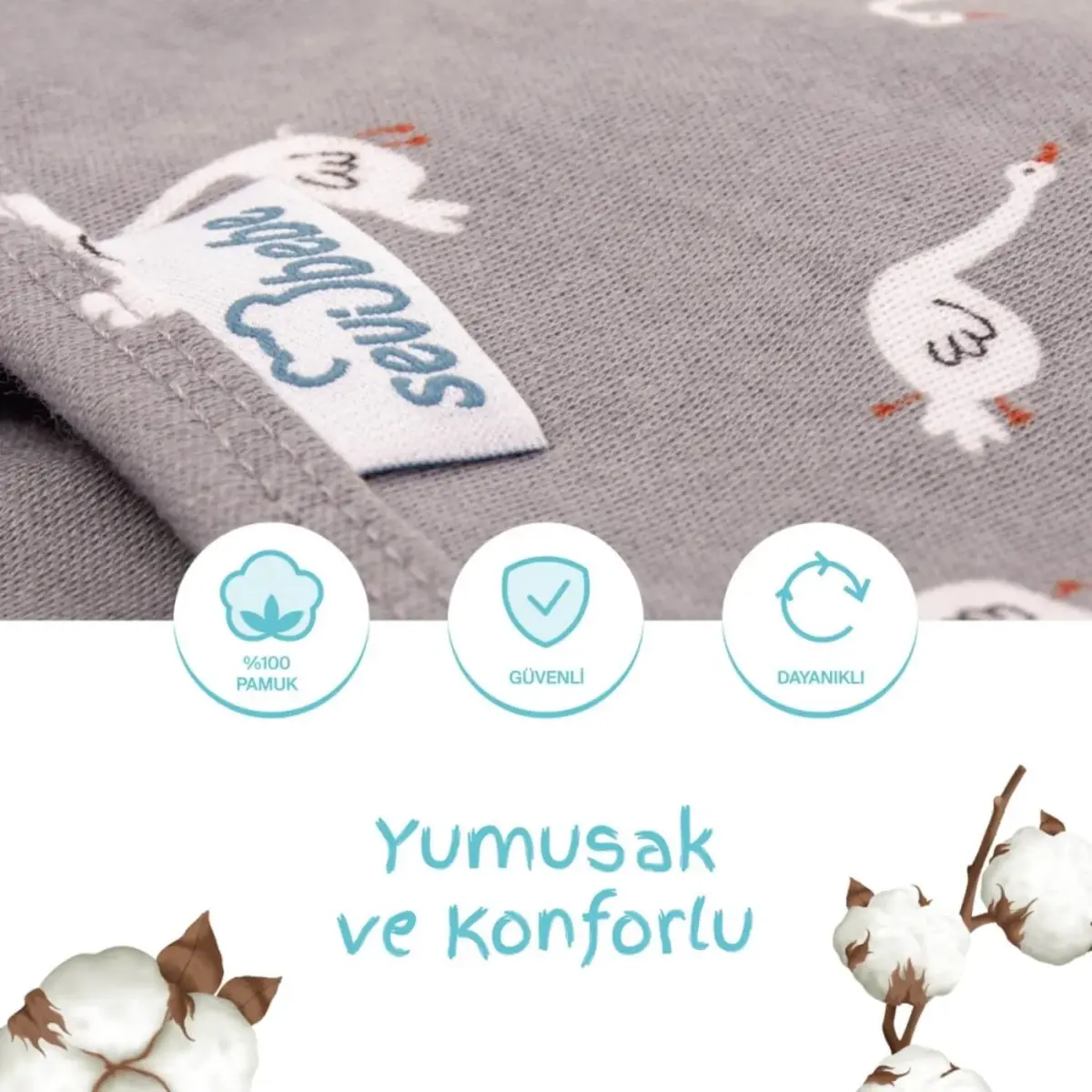 Sevi Bebe İnterlok Kundak Mavi Çiçek