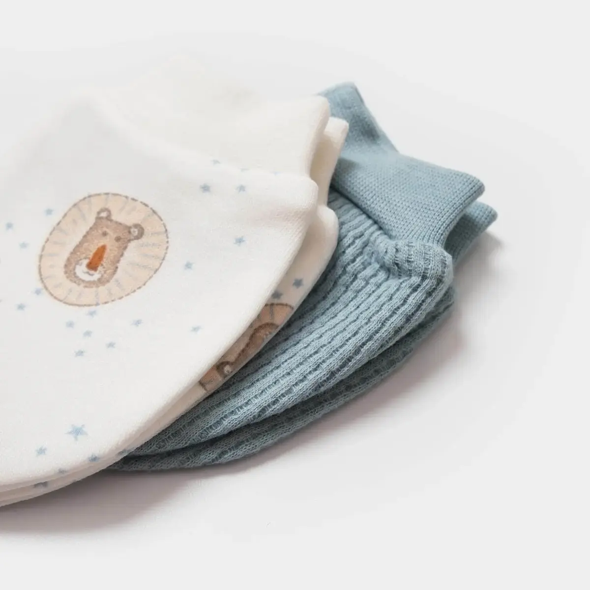 Bibaby Organik Eldiven 2li Brave Lion Ekru - Turkuaz