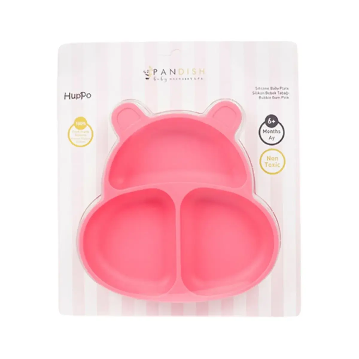 Pandish Huppo Vakum Tabanlı Silikon Mama Tabağı Pembe