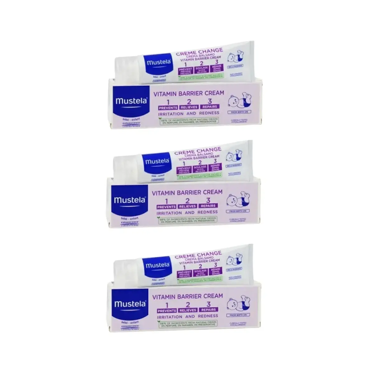 Mustela Vitamin Bariyer 1-2-3 Bebek Pişik Kremi 50 ml x 3 Adet