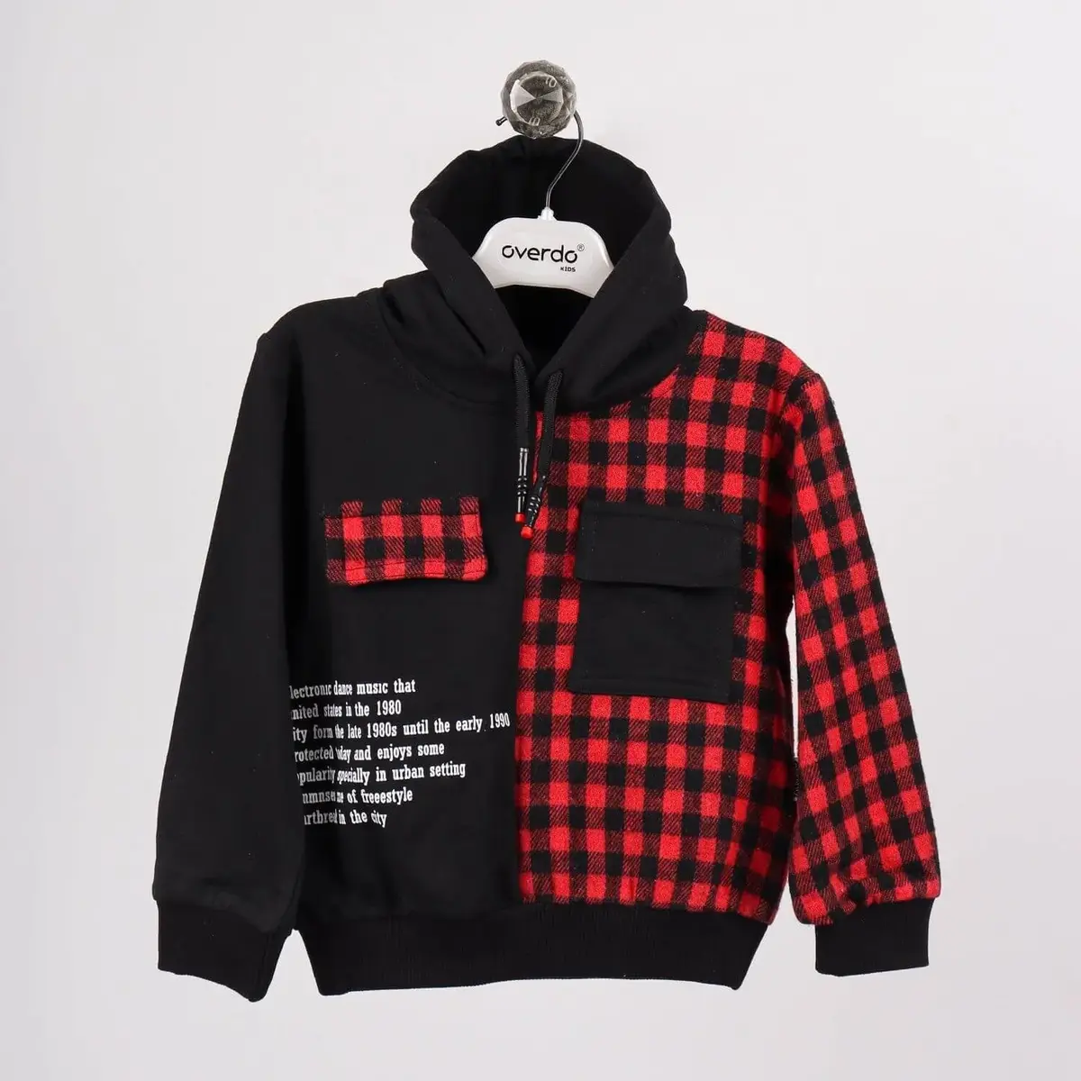 Overdo Sweatshirt Ekoseli Siyah Overdo Sweatshirt Ekoseli Siyah