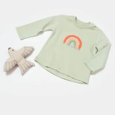 Bibaby Sweat Biorganik Tiny Birds Ekru Yeşil