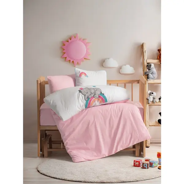 Cottonbox Punch Nakış Bebek Nevresim Takımı Lucky Pembe