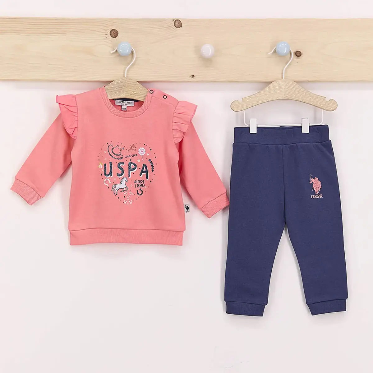 U.S. Polo 2li Takım Uzun Kol Coral