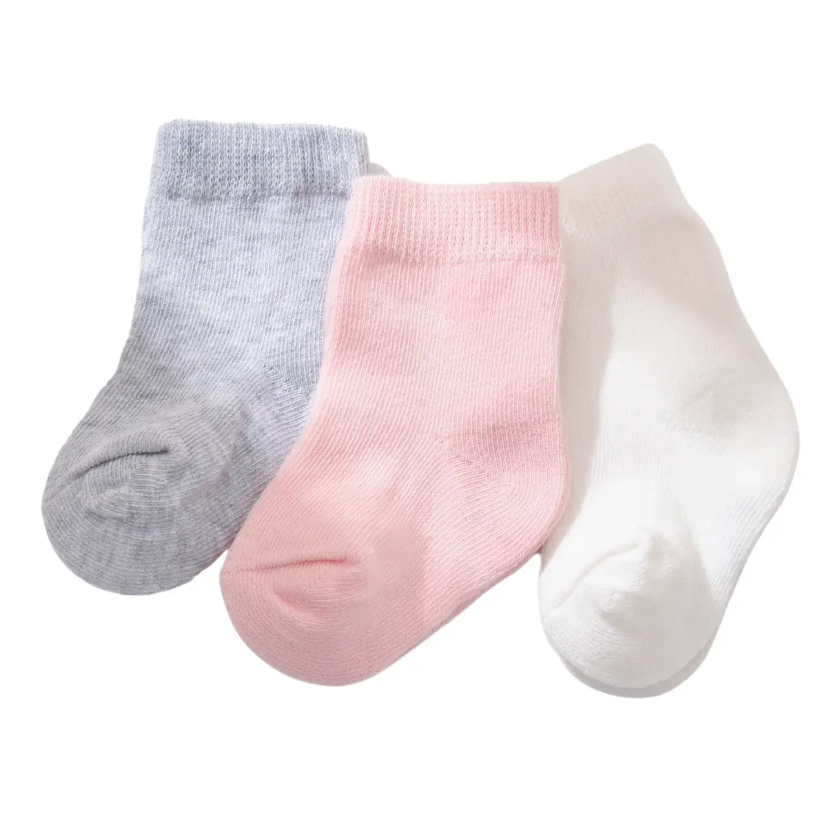 Bibaby Organik Çorap Soket 3lü Basic Pembe - Gri