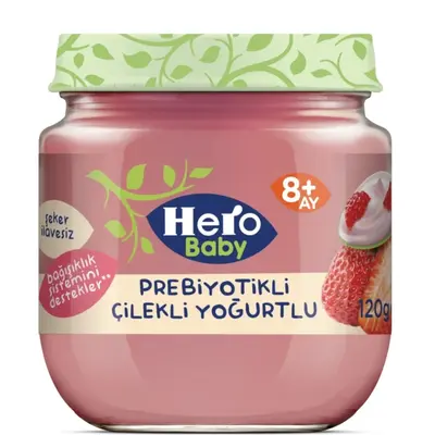 Hero Baby Prebiyotikli Çilekli Yoğurtlu Kavanoz Maması 120 Gr