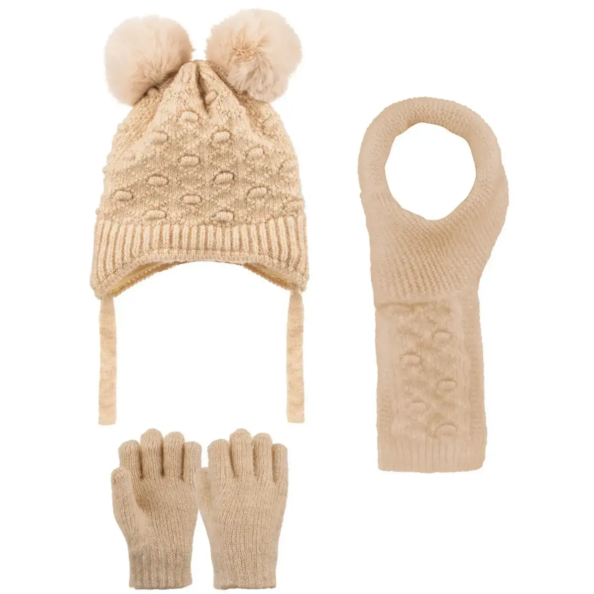 Kitti Eldiven Atkı Bere Takım 1-4 Yaş Açık Bej Asortili