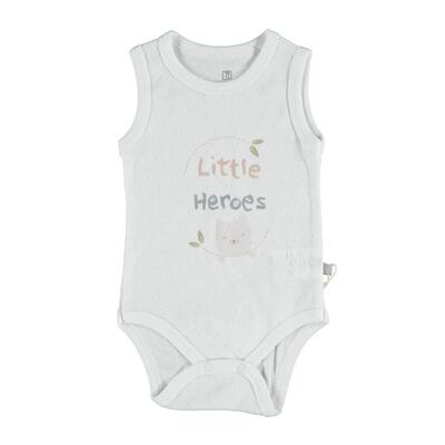 Bibaby Atlet Body Jakarlı Little Heroes Beyaz Üç Nokta