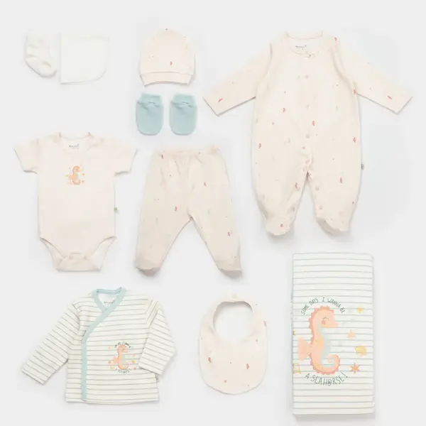 Bibaby Organik Hastane Çıkışı 10lu Save The Seahorse Bej - Mint