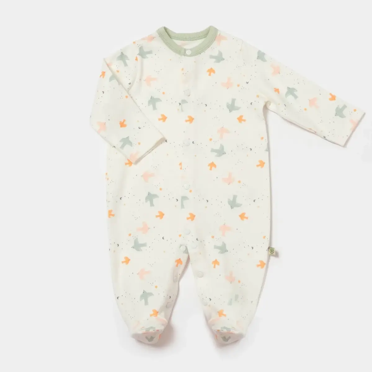 Bibaby Organik Tulum Takımı 3lü Tüllü Tiny Birds Ekru - Yeşil