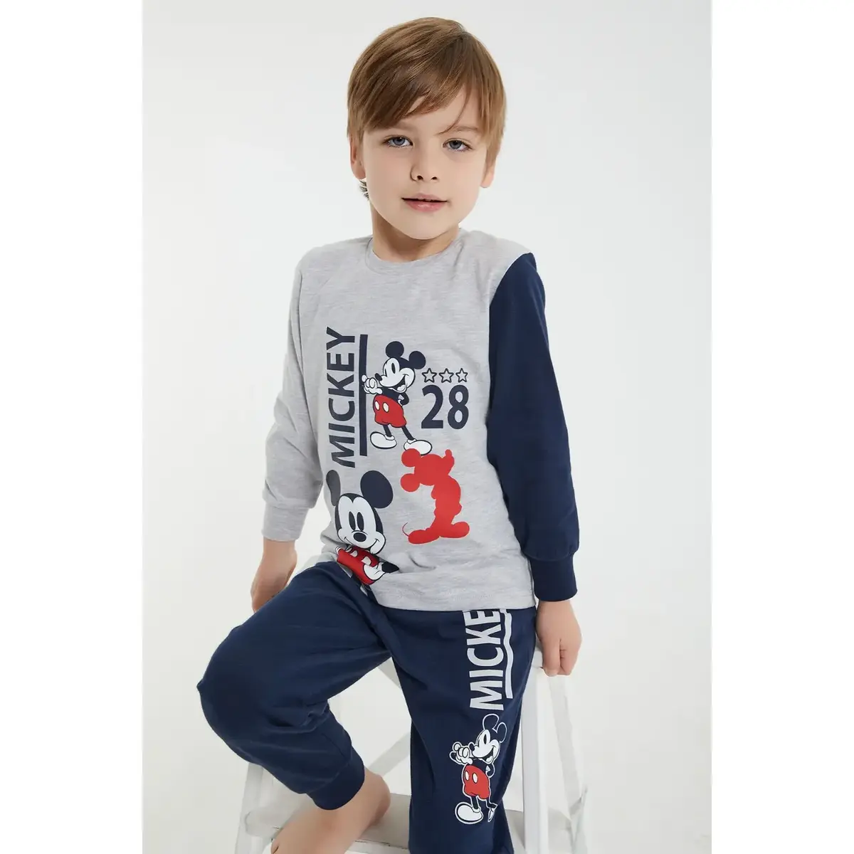 RolyPoly Mickey Mouse Pijama Takımı Gri Melanj