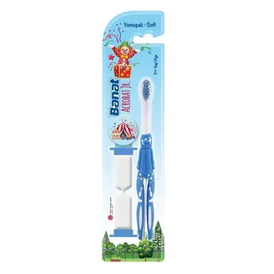 Banat Acrobat Jr Çocuk Diş Macunu 35 ml,Çocuk Diş Fırçası Kum Saatli Soft Acrobat Jr. 5+ Yaş