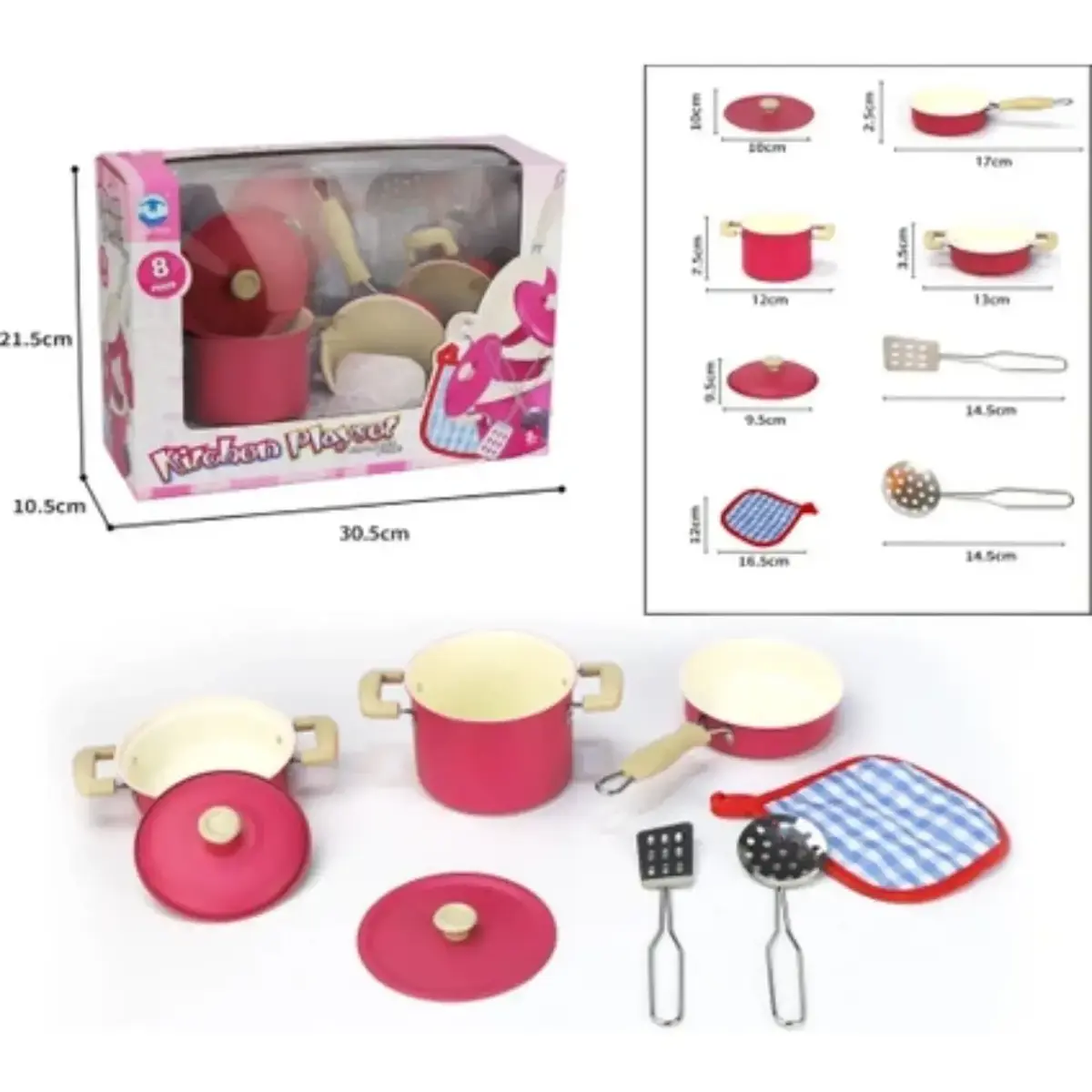 Vardem Pembe Emaye Tencere Tava Seti 8 Parça