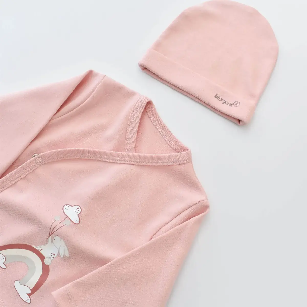 Bibaby Organik Zıbın Takımı 3lü Live Color Rabbit Somon