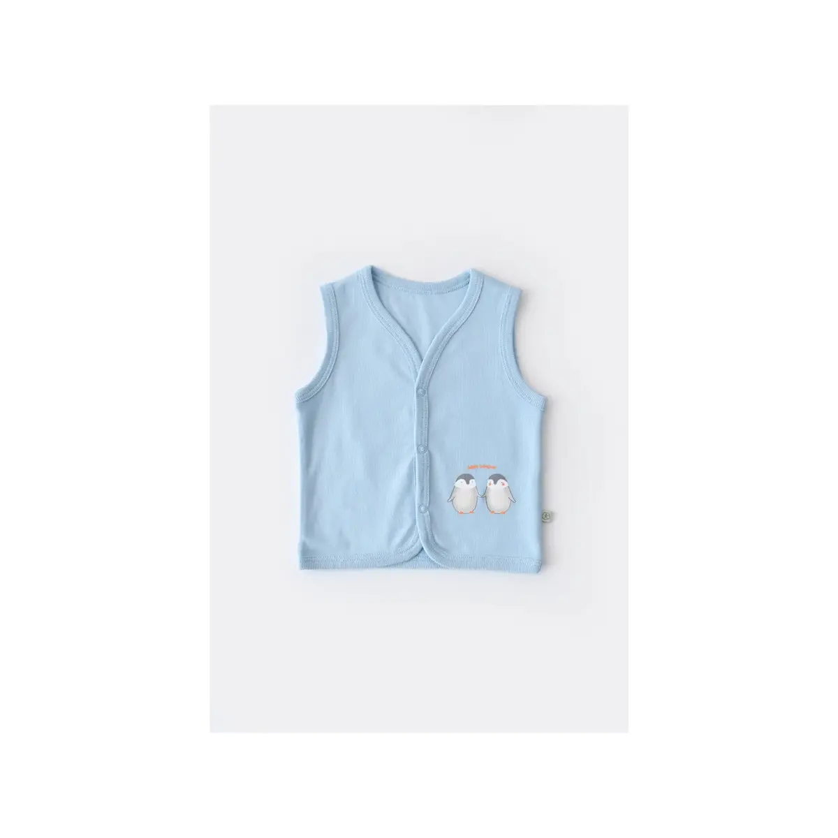 Bibaby Organik Yelek Hello New Penguins Mavi