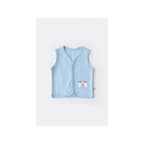 Bibaby Organik Yelek Hello New Penguins Mavi