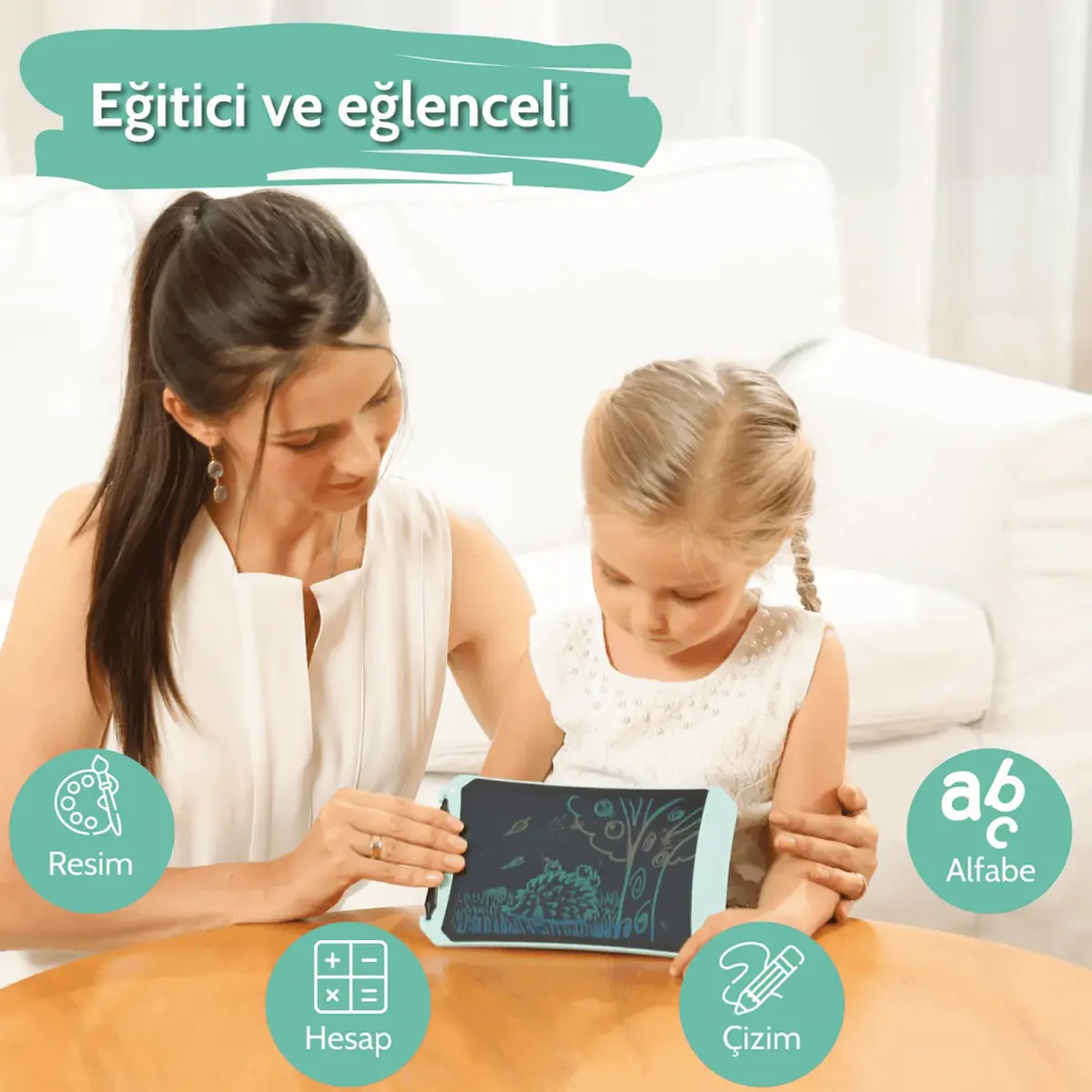 Wicue LCD Dijital Mıknatıslı Renkli Çizim Tableti 8,5" Su Yeşili