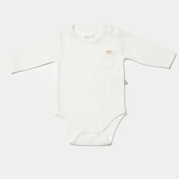 Bibaby Organik Body Uzun Kol Waffle Smile Ecru