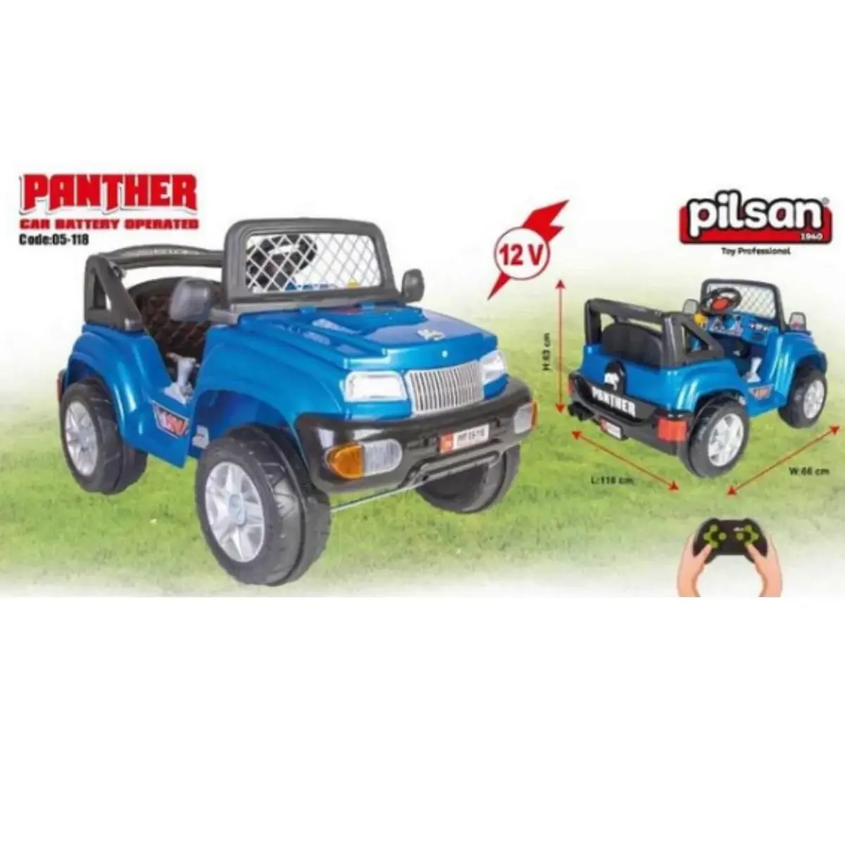 Pilsan Panther Akülü Araba Kumandalı 12 Volt Metalik Mavi