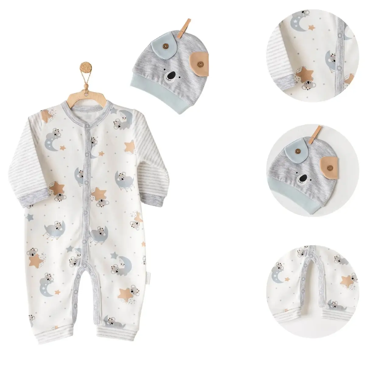 Andy Wawa Tulum Şapka Takım Koala Ekru