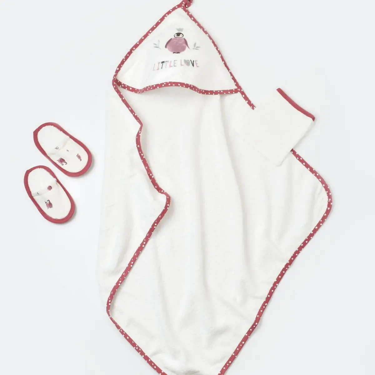Bibaby Organik Bornoz Takımı Little Love Rose Dry