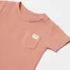 Bibaby Organik Body Kısa Kol Waffle Smile Kırmızı - Kahverengi