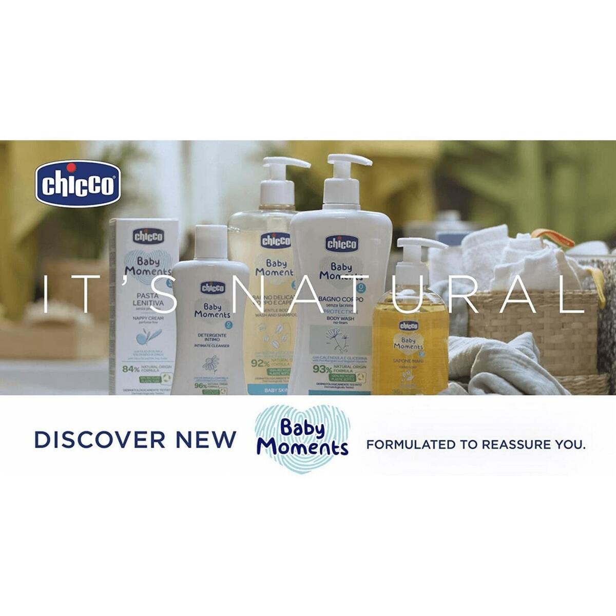 Chicco Baby Moments Doğal Göz Yakmayan Bebek Saç ve Vücut Şampuanı 750 ml x 3 Adet