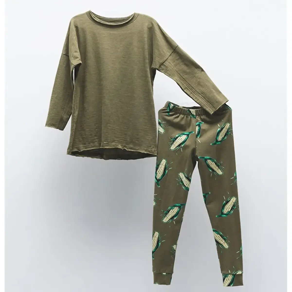 Moi Noi 2li Takım Taytlı Haki Moi Noi 2li Takım Taytlı Haki