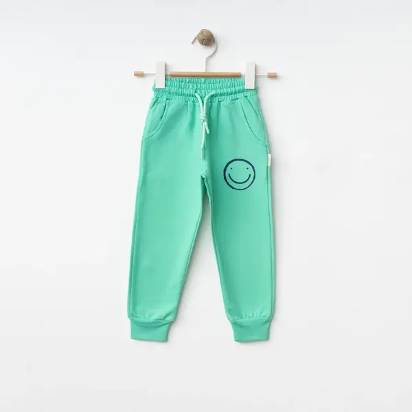 Bebolly Eşofman Altı Gülenyüz Baskılı Mint